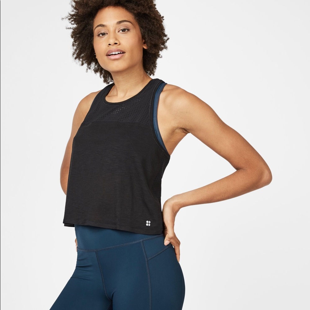 Sweaty Betty | Black Crop Running Breeze Tank